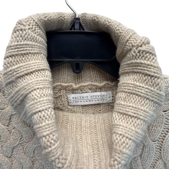 Valerie Stevens Lambswool Cable Knit Turtleneck Sweater Gray Pullover Women's - Picture 3 of 8